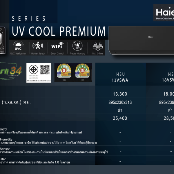 แอร์ Haier UV Cool Premium (HSU-VSWA)